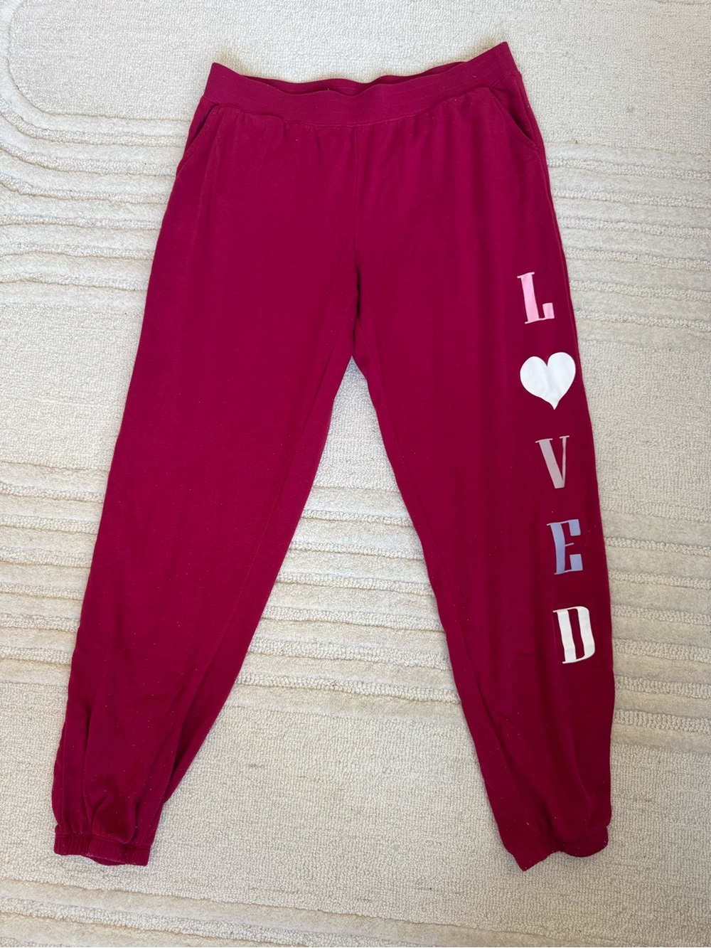 P.J. Salvage Girls' Fuchsia Jogger Pants with 'LOVED' Side Graphic